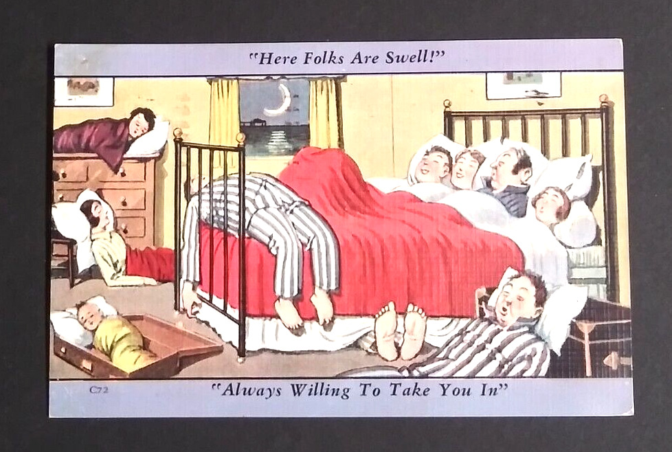 Here Folks Are Swell Always Willing to Take You In Kropp Linen Postcard c1940s