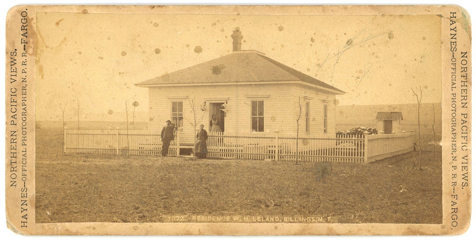 MONTANA CABINET PHOTO - Billings - WH Leland Residence - FJ Haynes 1880s