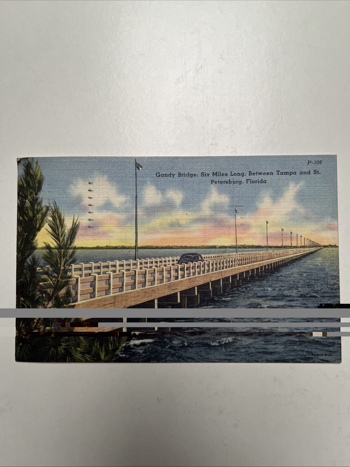 Postcard Florida Tampa St. Petersburg Gandy Bridge 6 Miles Long 1951