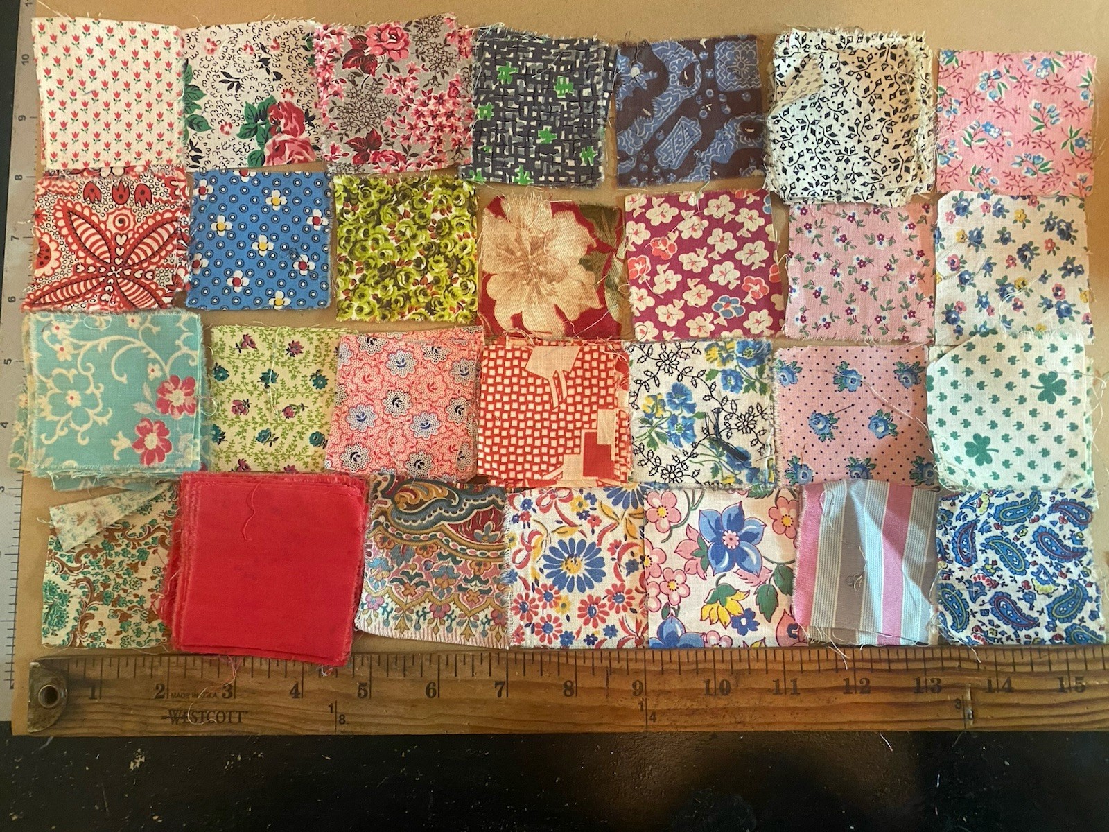 95+ Vintage Cotton Quilt Fabric Squares Feed Sack Floral Calico Craft Lot