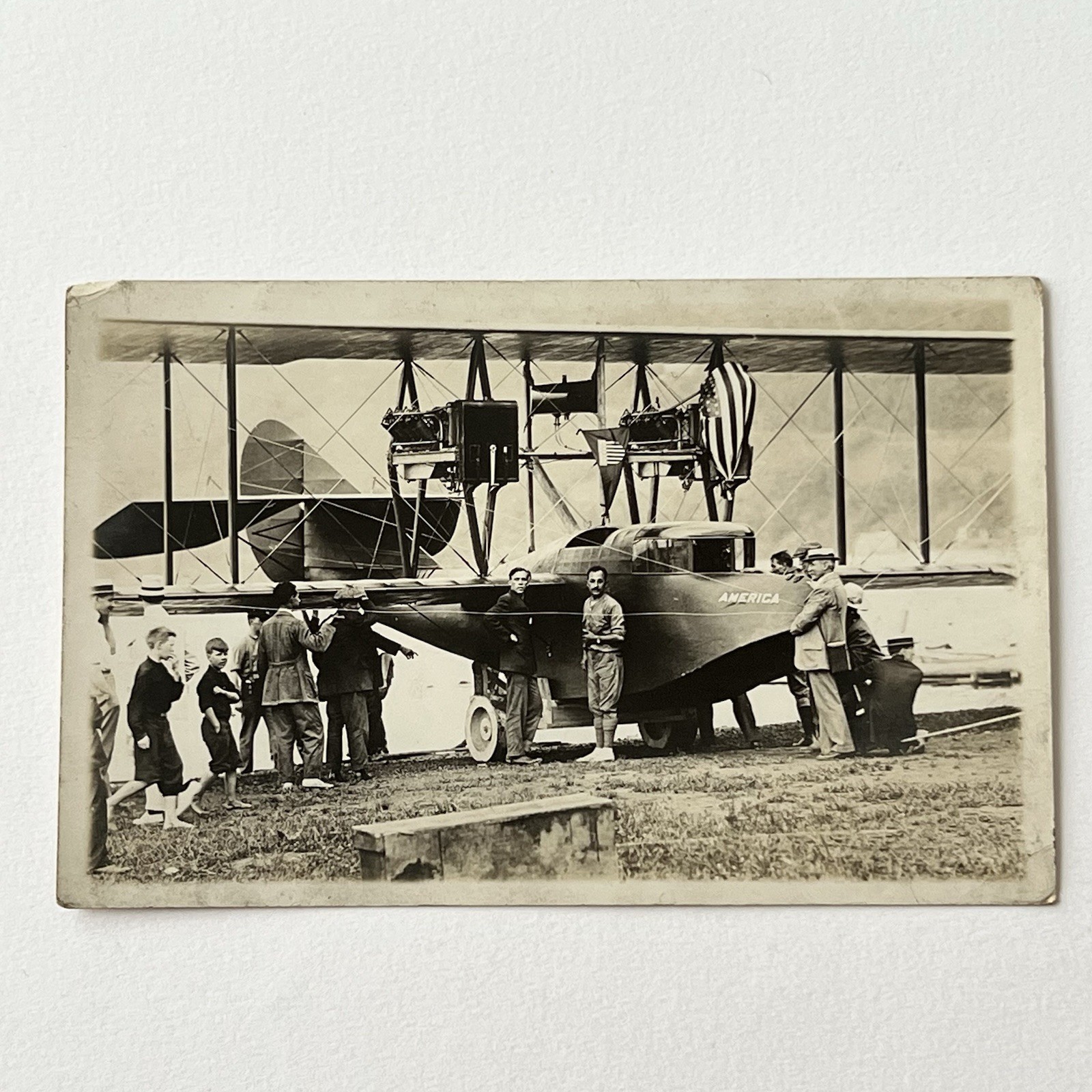 Antique RPPC Real Photograph Postcard Curtiss-Wanamaker Model H Boat Plane