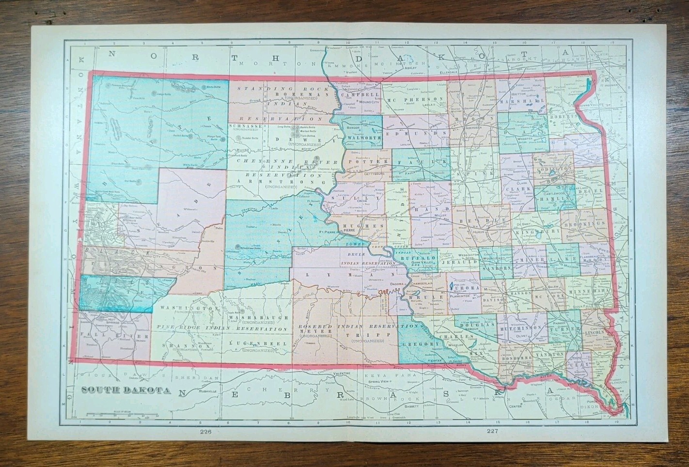 Vintage 1906 SOUTH DAKOTA Map 22