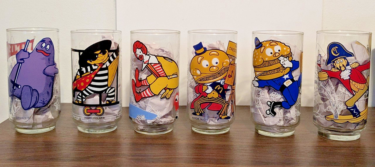 Vintage 1977 McDonalds Action Series Glass Set 6 Complete McDonaldland Drinkware Vintage 1977 McDonalds Action Series Glass Set 6 Complete McDonaldland Drinkware