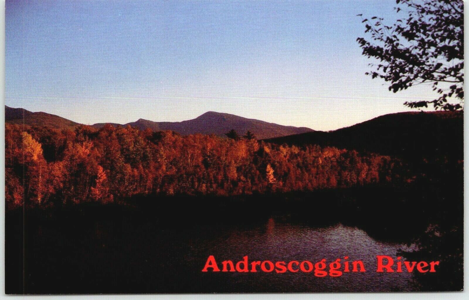 Postcard NH ME Androscoggin River Nature Sunrise Scenic View New Hampshire Maine