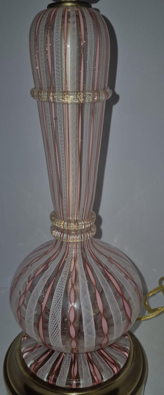 Vintage Murano Pink Zanfirico Art Glass Lamp