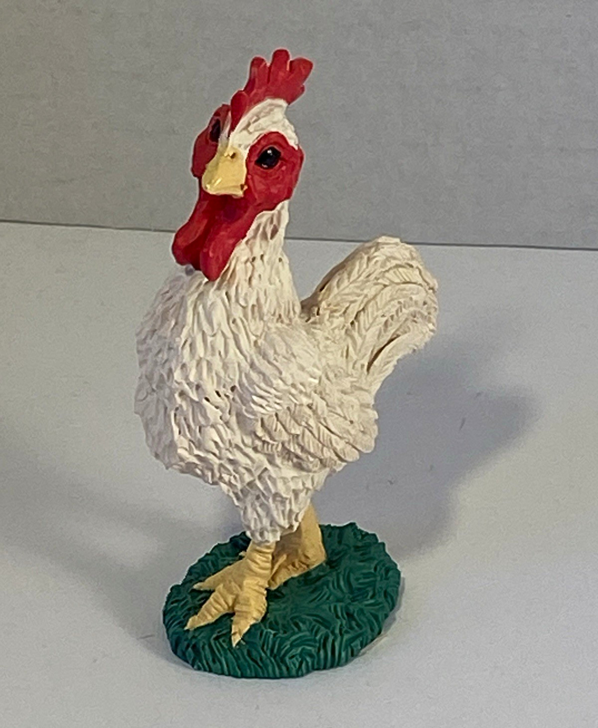Vtg 90s White Rooster Chicken Figurine Statue Farm Animal Decor nos