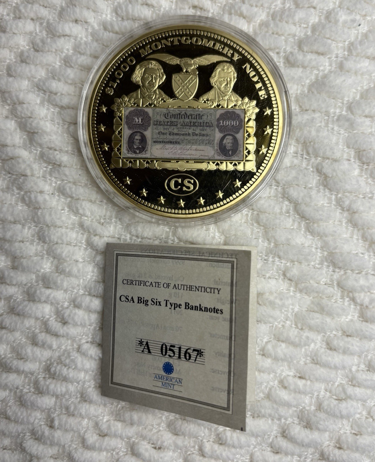 The American Mint - CSA Big Six Banknotes 110g 24k Plated Copper + COA