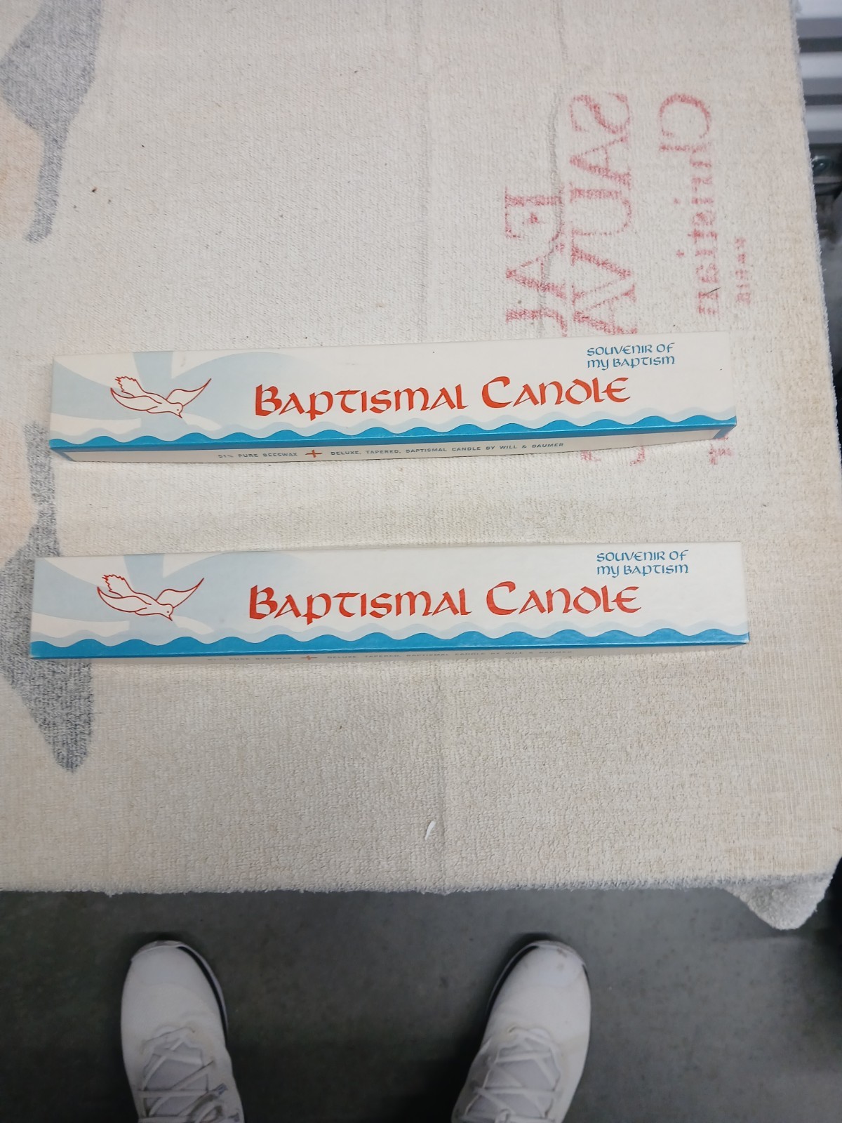 Vintage Will & Baumer Beeswax Baptismal Candles (2)