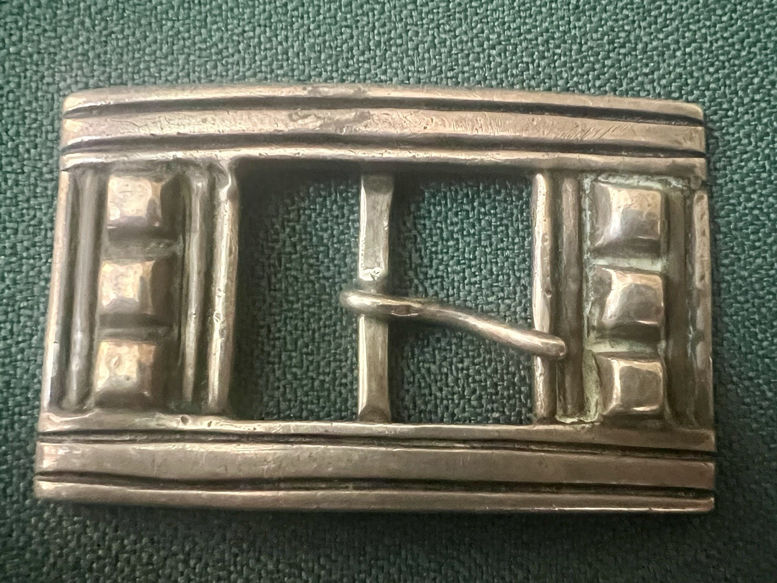 FANTASTIC WM SPRATLING 1940s STERLING SILVER PYRAMID BELT BUCKLE SIGNED