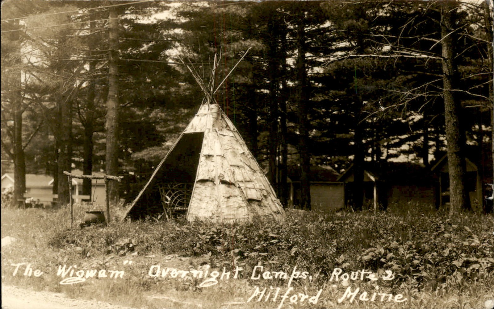 Milford ME Wigwam Overnight Camps c1920s Real Photo Vintage Postcard bhn