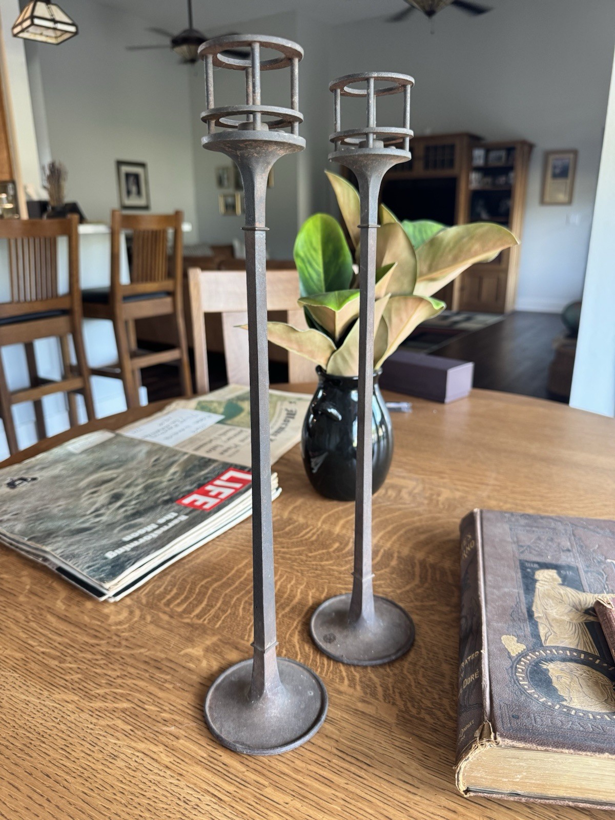 Rare Jens Quistgaard Dansk Iron Tall Candle Holders - Denmark Vintage MCM