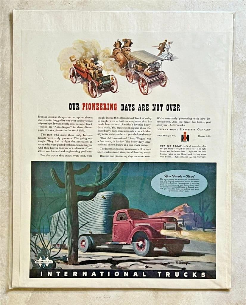 Vintage  1940's International Trucks Advertising Poster Print  Ad