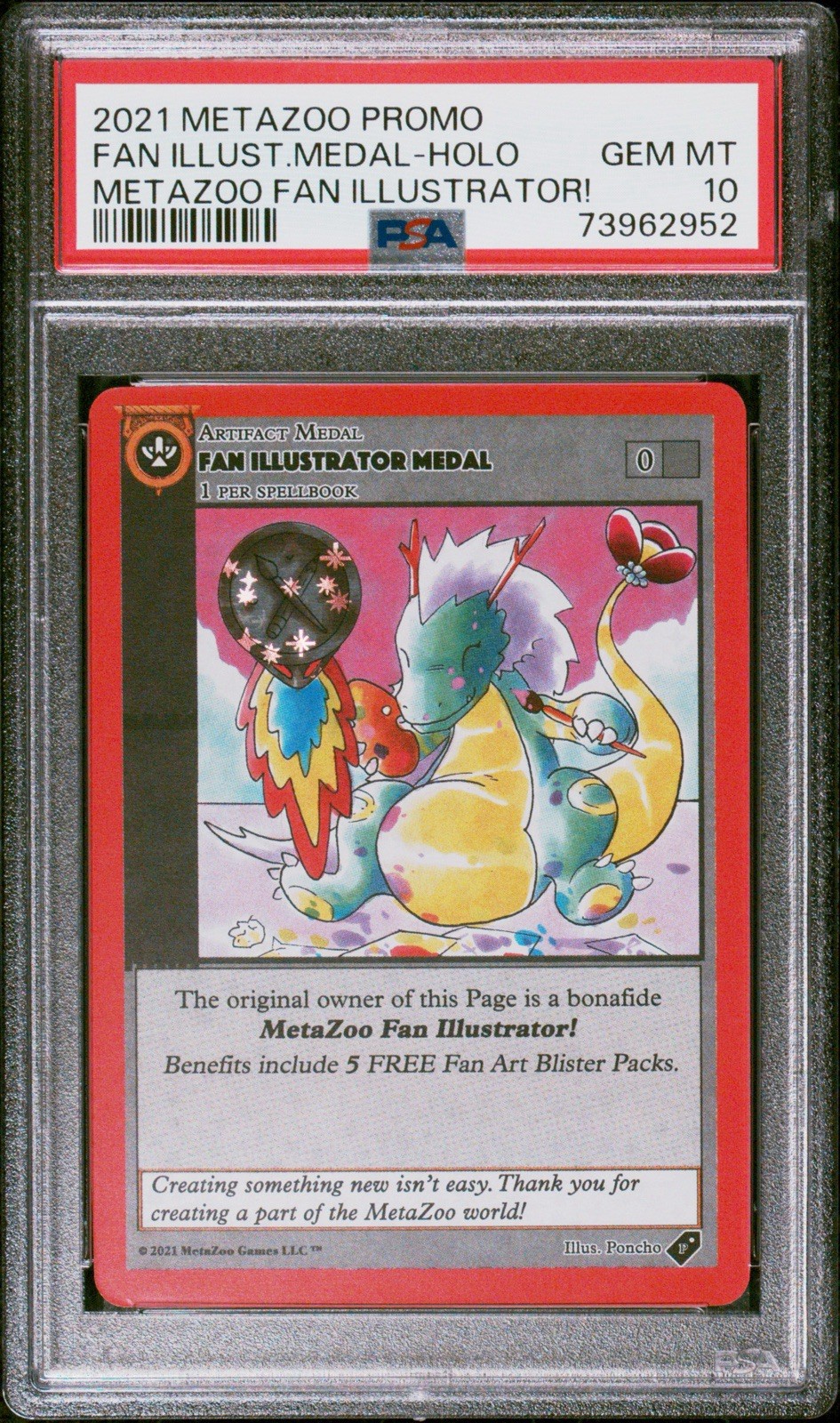 2021 METAZOO PROMO FAN ILLUST.MEDAL-HOLO METAZOO FAN ILLUSTRATOR- PSA 10
