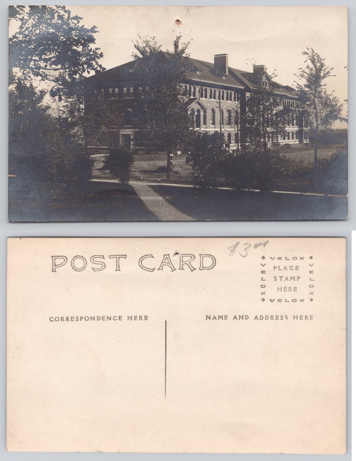 Vintage VELOX RPPC School College Building Architecture Postcard c1910s