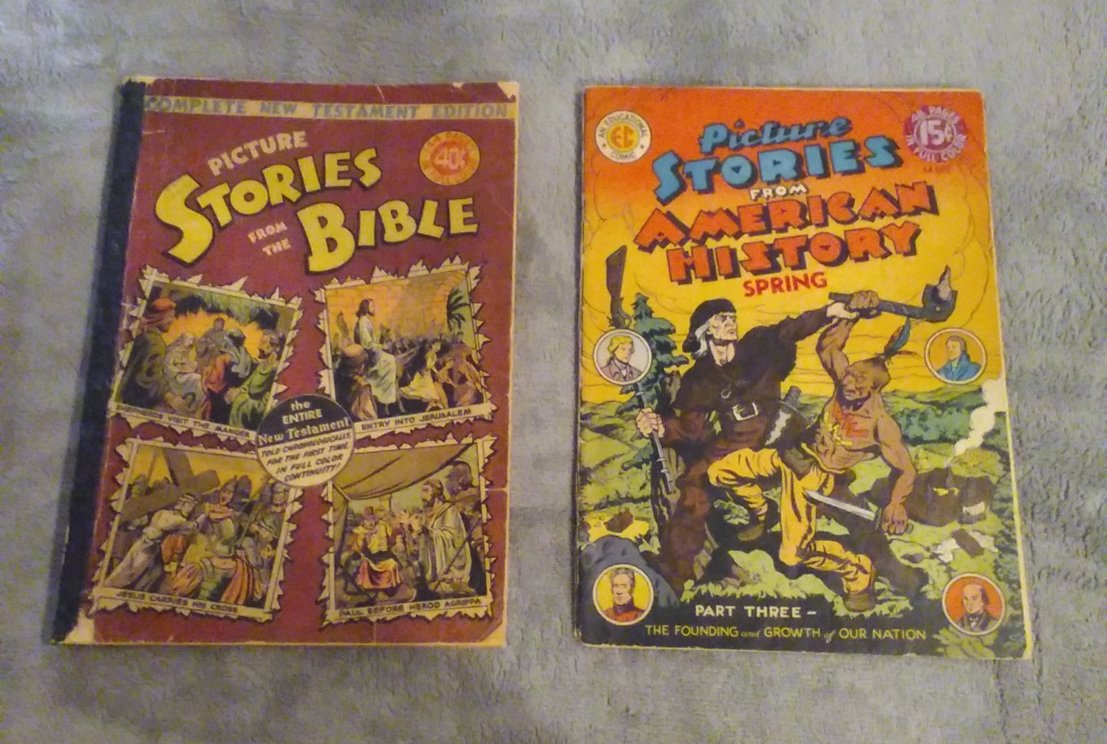 (2) Golden Age Comics Lot Picture Stories From The Bible & American History