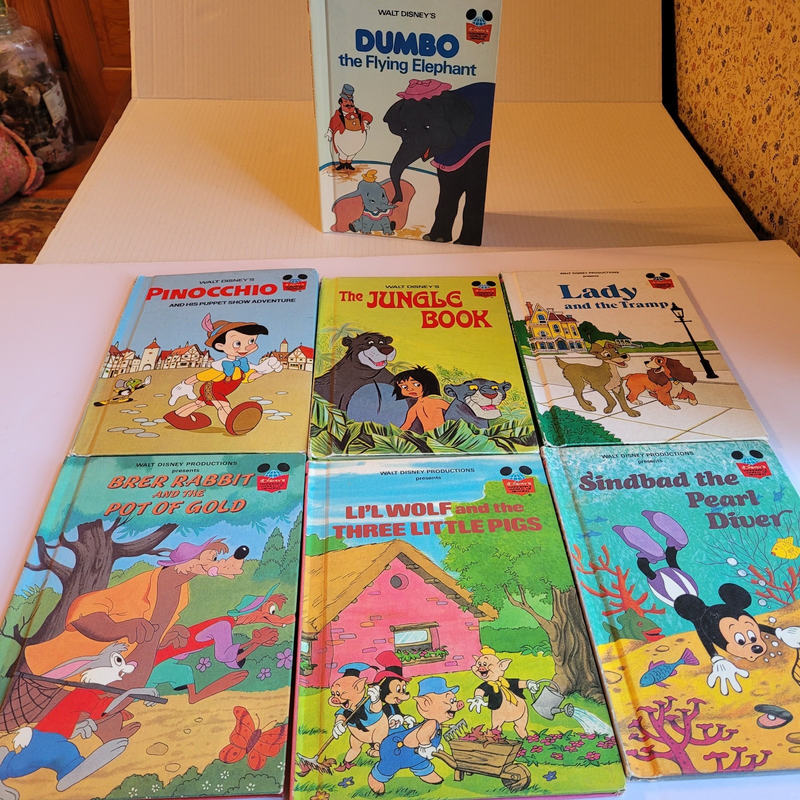 7 Vtg Walt Disney Wonderful World Of Reading Hardcover Childrens Books 1970-80's