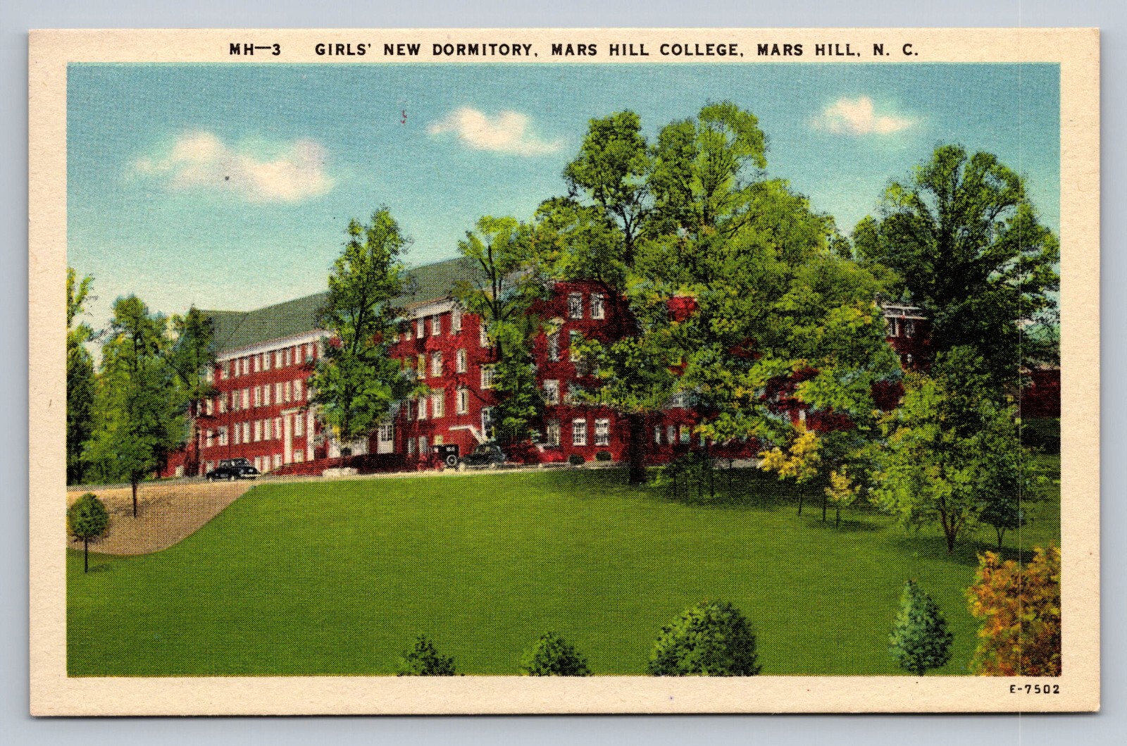 Postcard NC Mars Hill Girls\' Dormitory Mars Hill College Linen Unposted B826