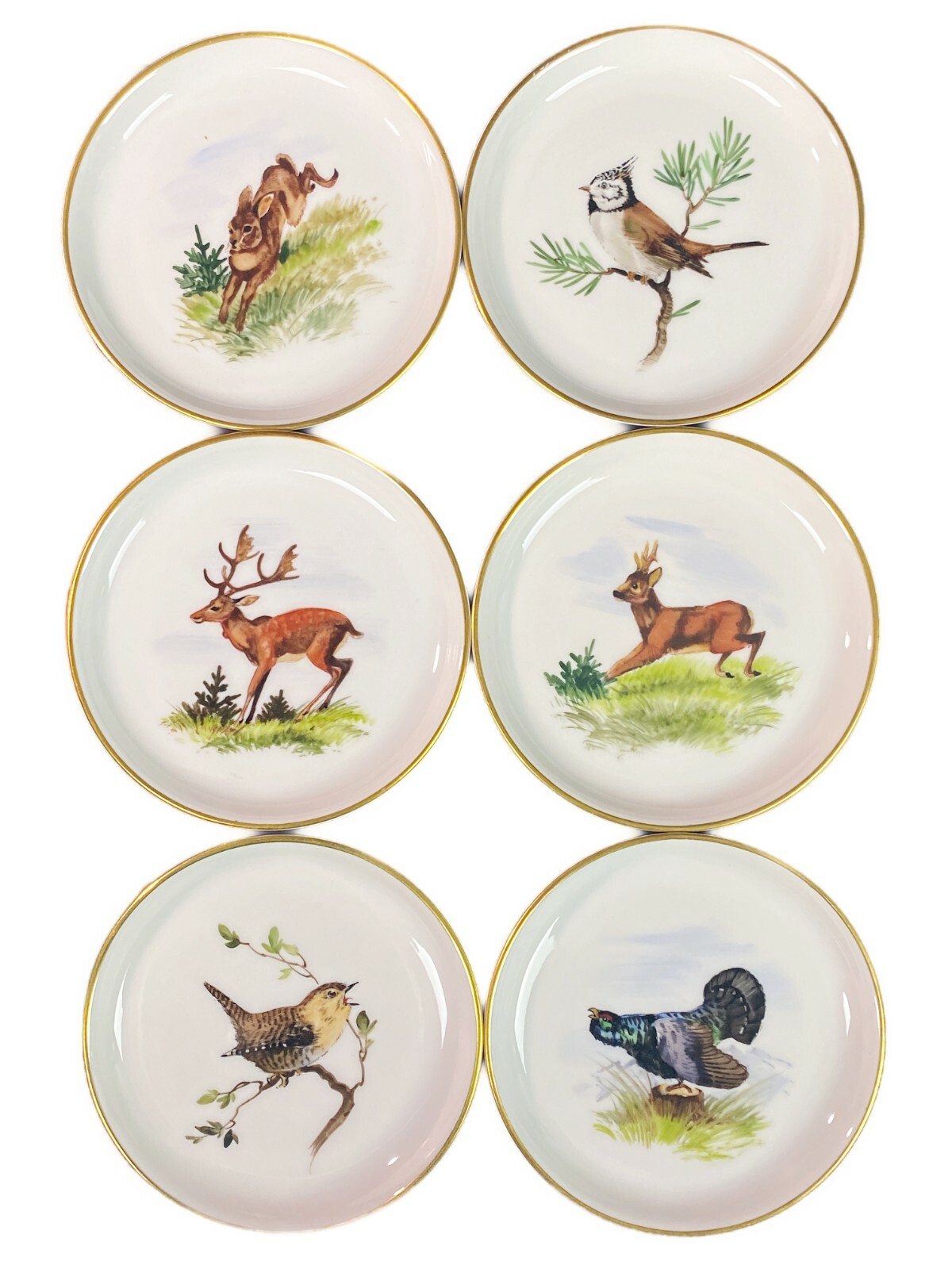 6 Rosenthal Gefiederte Welt 3.5” Mini Butter Plates Forest Animals Game A Ekl