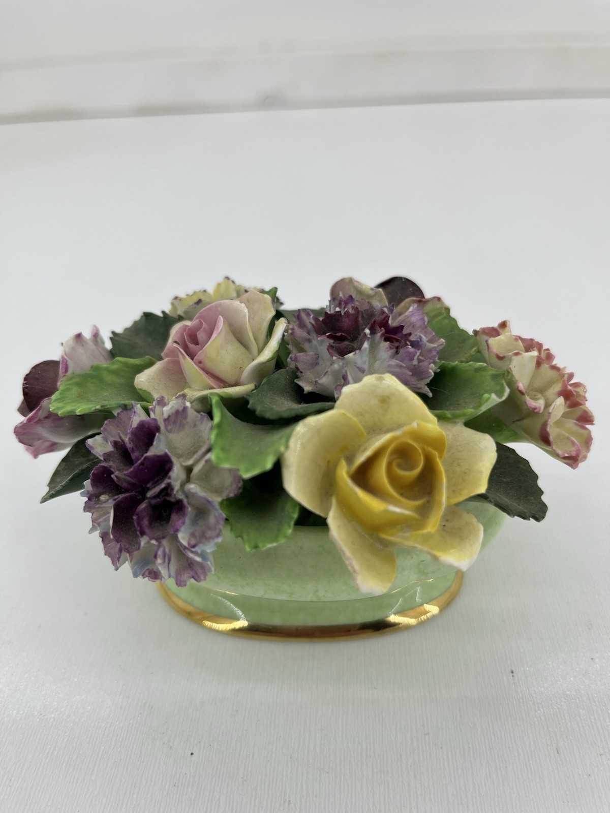 Denton China England Flower Basket Figurine Hand Modelled Best Bone Denton China England Flower Basket Figurine Hand Modelled Best Bone