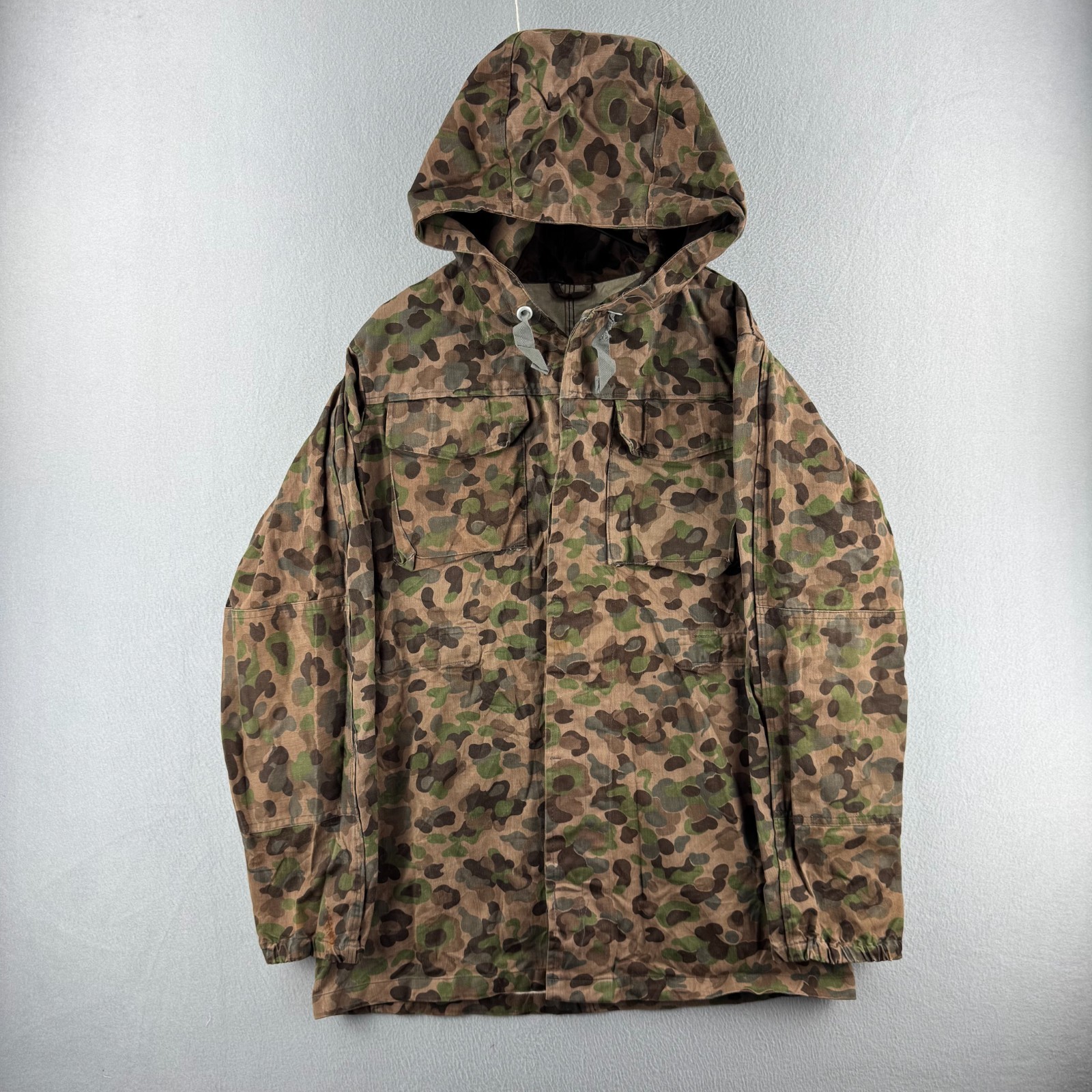 Austrian Army KAZ 57 Pea Dot Camo Jacket 70s 1972 Hooded Cotton Military Large