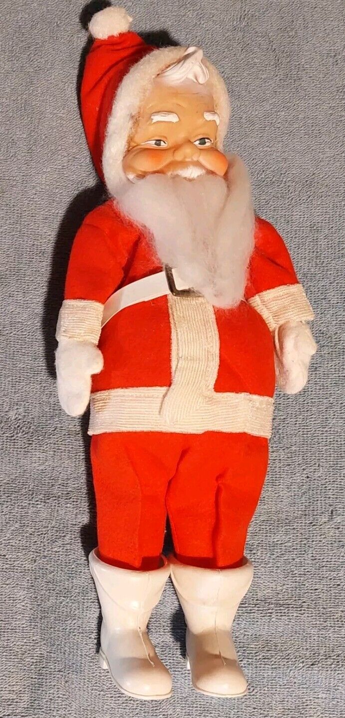 Vintage Christmas Rubber Face Stuffed Plush Santa Claus Doll 14”