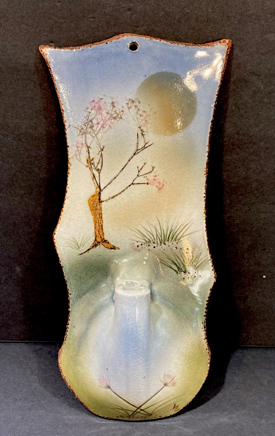 Jenuine Mid-Century Studio Collectible Art Pottery Wall Pocket 1950-1970 Signed