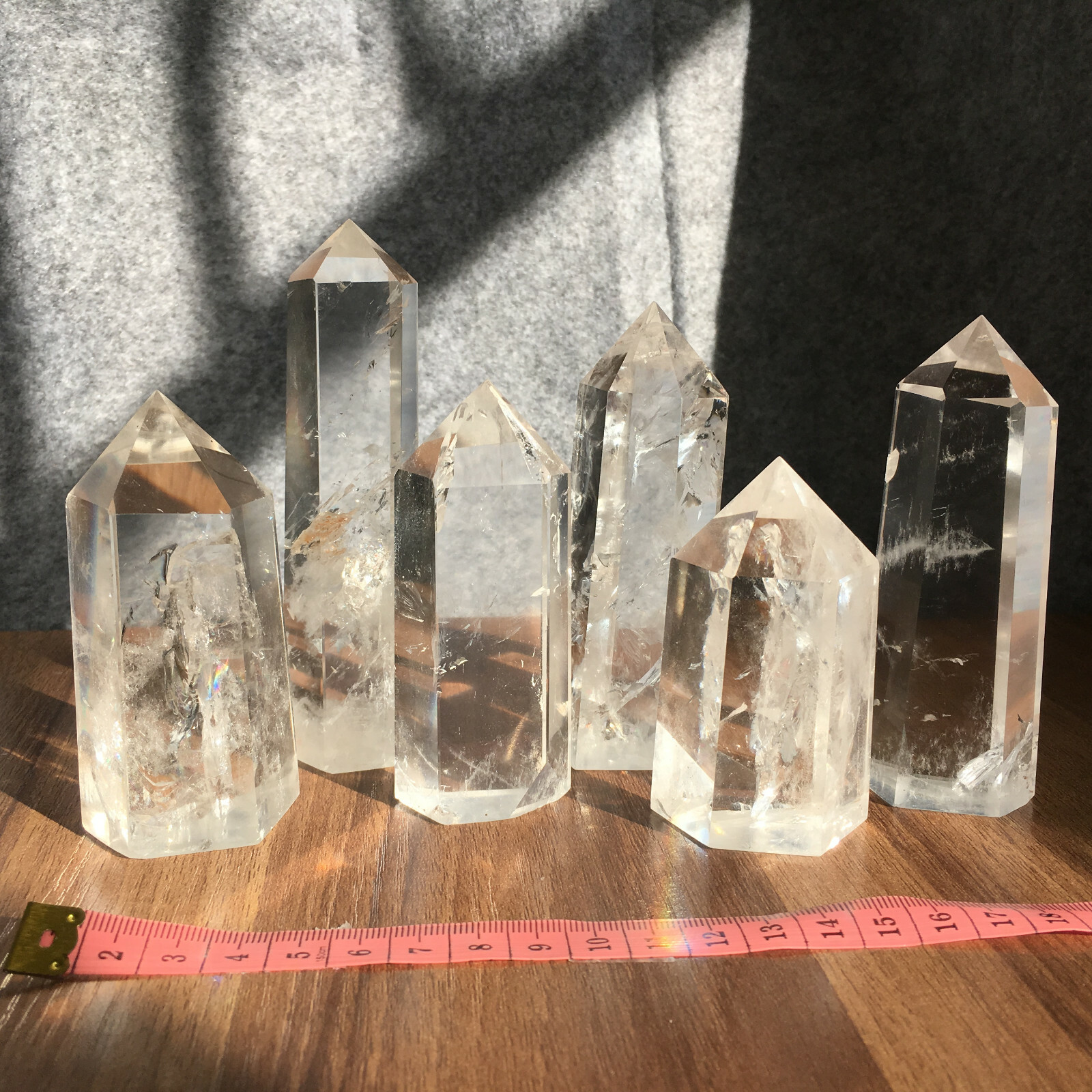 6PCS  Natural clear quartz obelisk crystal wand point healing random 45-85mm