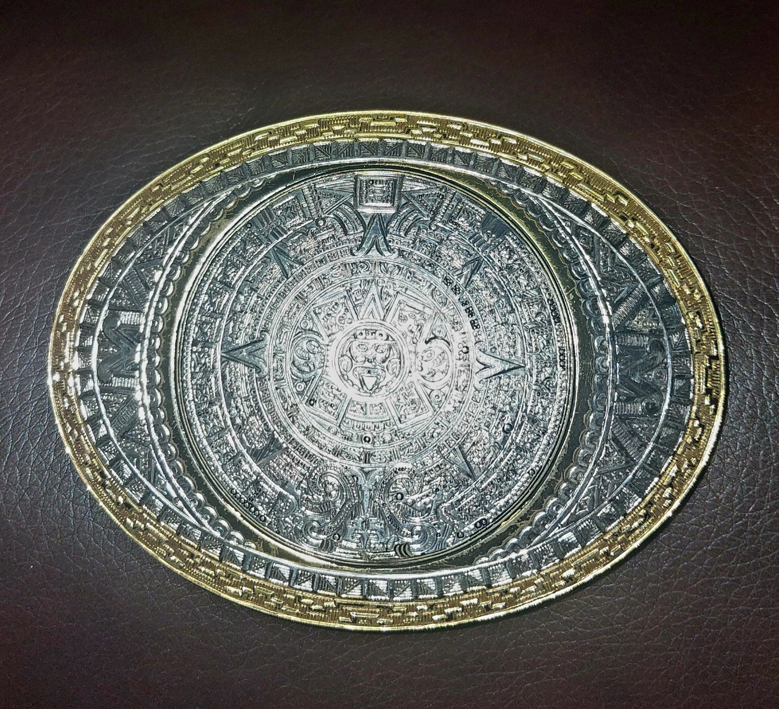 Vintage Crumrine Aztec Calendar Belt Buckle Made In USA rodeo Western Cowboy Vintage Crumrine Aztec Calendar Belt Buckle Made In USA rodeo Western Cowboy