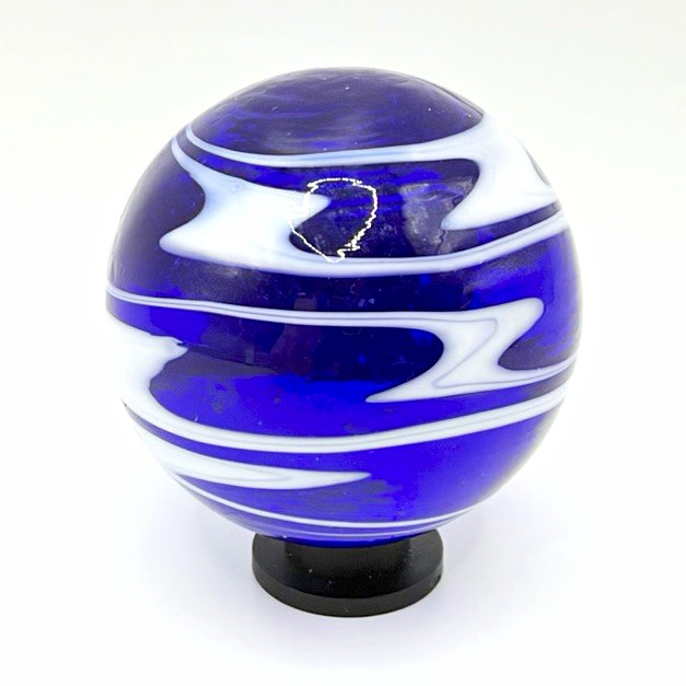 Beautiful  COBALT Blue Glass & White Swirl Marble  BOULDER NEW
