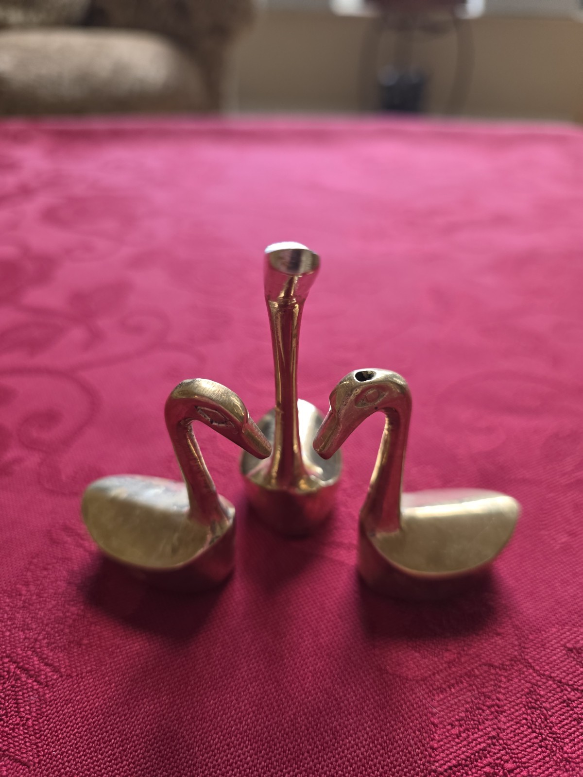 Vintage Miniature Brass Swan Figurines