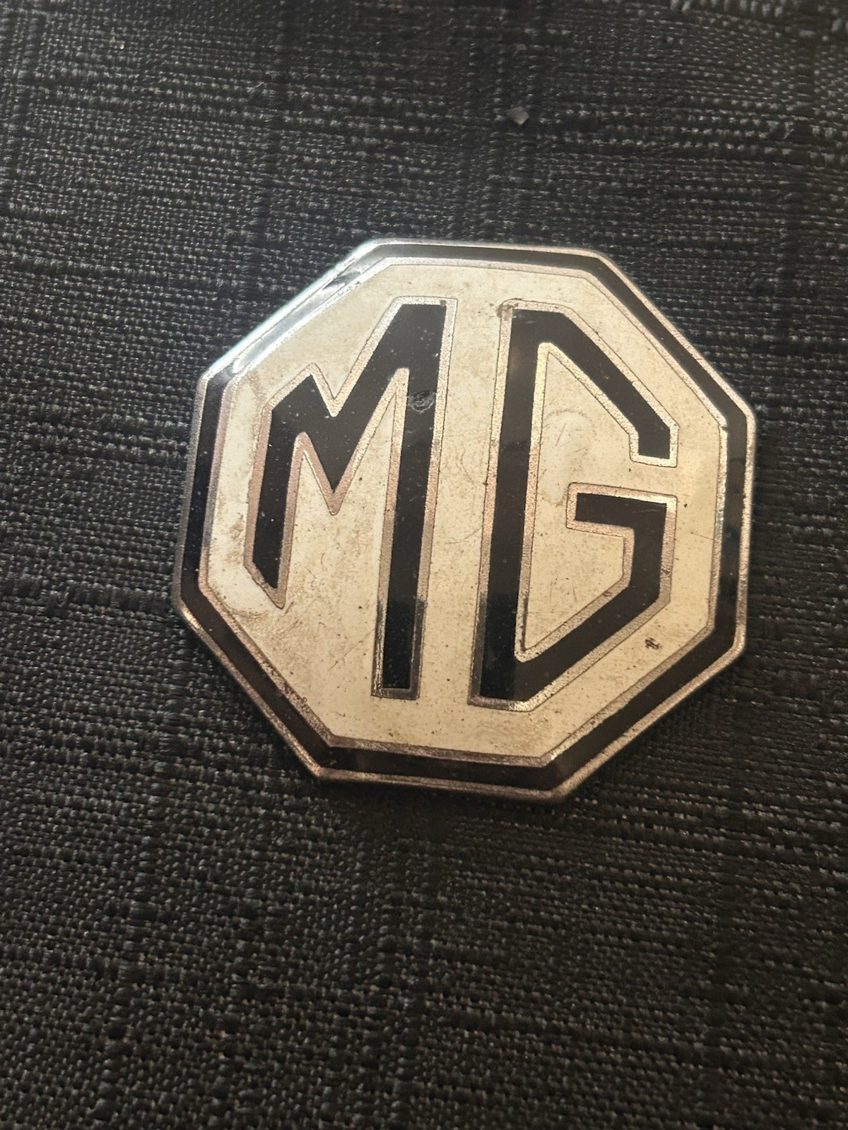 Vintage MG Octagon Badge Brass Emblem Ming Wat’s England Original Patina