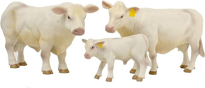 Little Buster Charolais Family Set - Charolais Cow, Bull, and Calf 1/16th Scale