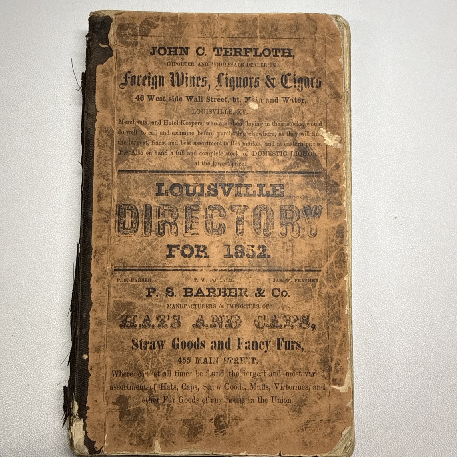 CARON\'S Louisville KY DIRECTORY 1852  Book Genealogy Resource History Ads