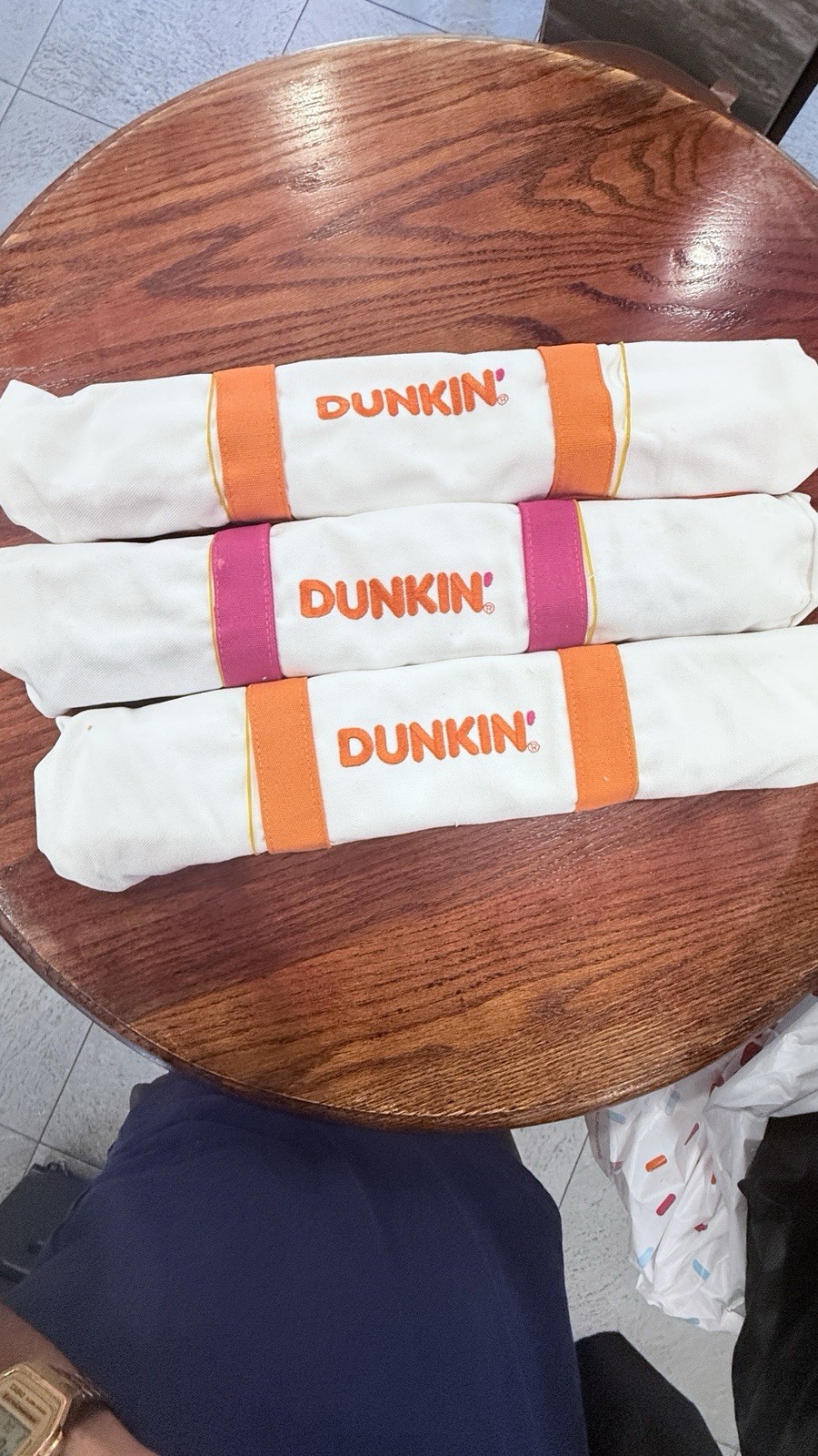 3 NEW 2026 Dunkin Donuts Canvas Tote - Orange And White - SHIPS FAST 