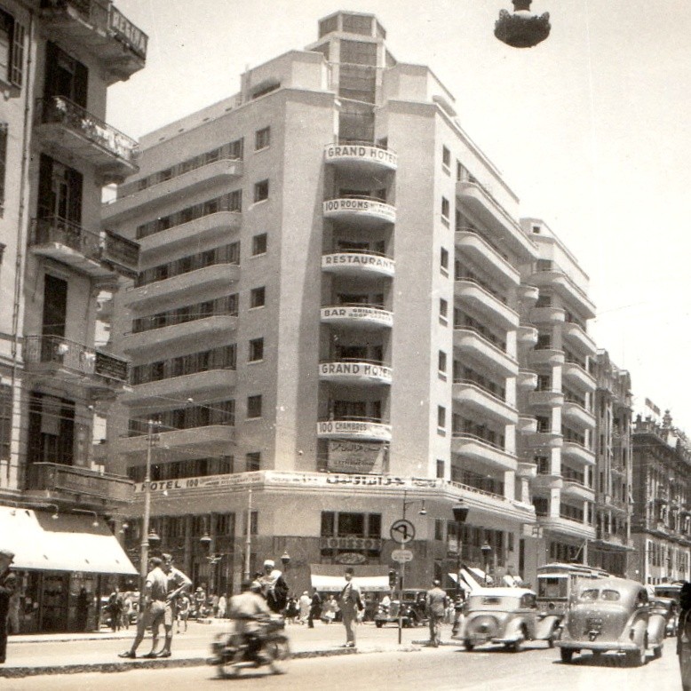 c1930s Cairo Egypt RPPC Grand Hotel Street View Traffic Cars Art Deco Building c1930s Cairo Egypt RPPC Grand Hotel Street View Traffic Cars Art Deco Building