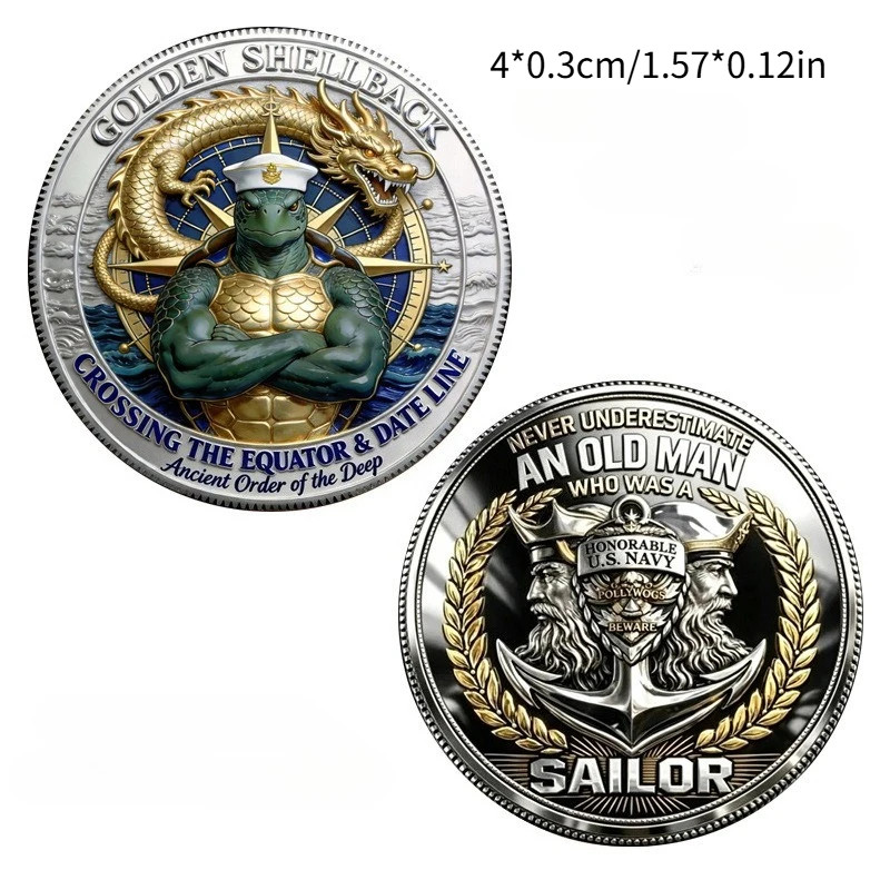 Navy Golden Shellback Challenge Coin Military Collectible 1-pc
