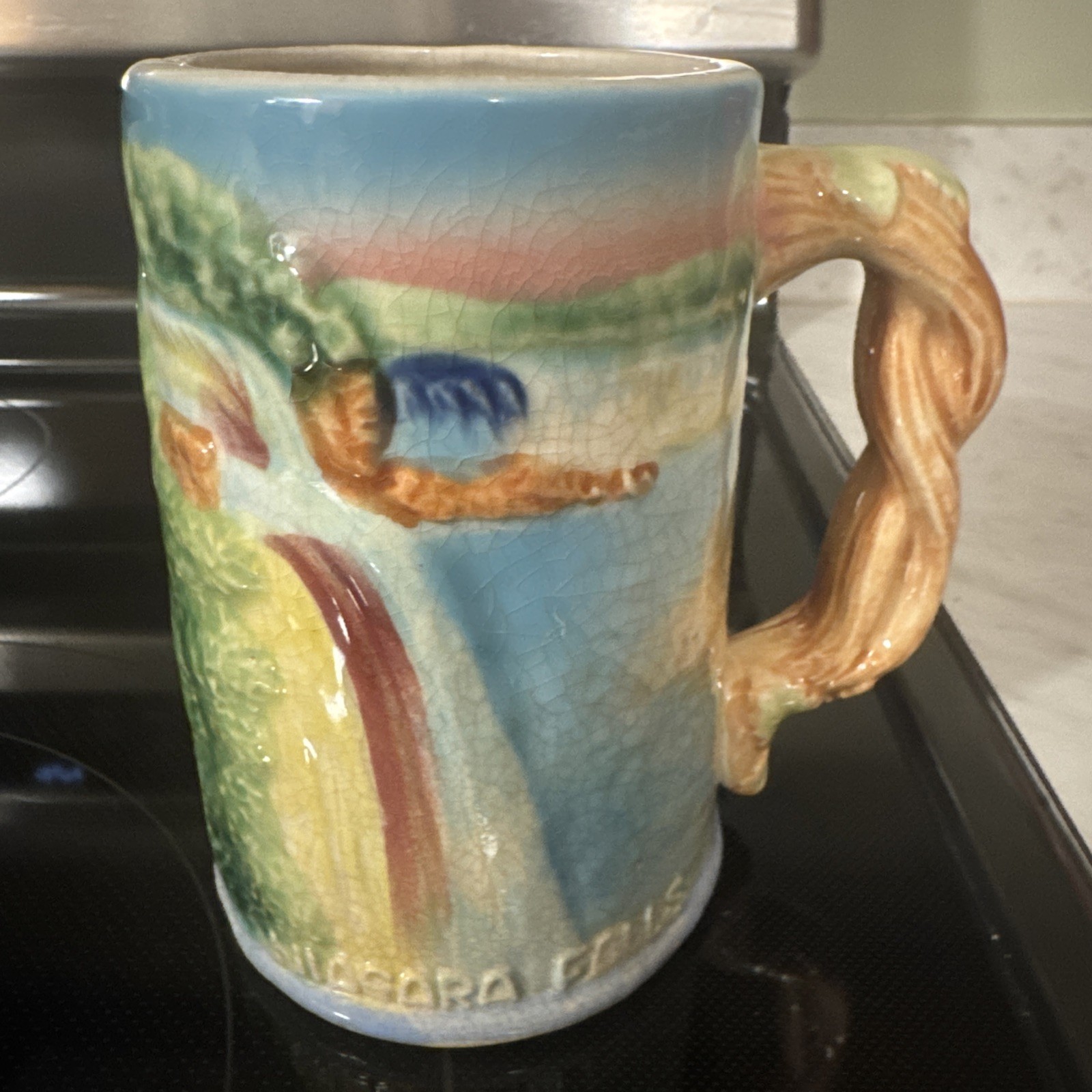 Vintage Niagara Falls Souvenir Coffee Mug Beer Stein Twisted Vine Handle 3D
