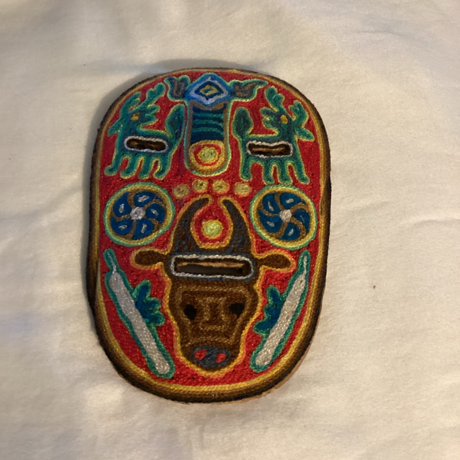 Vintage Huichol Yarn Art Mask