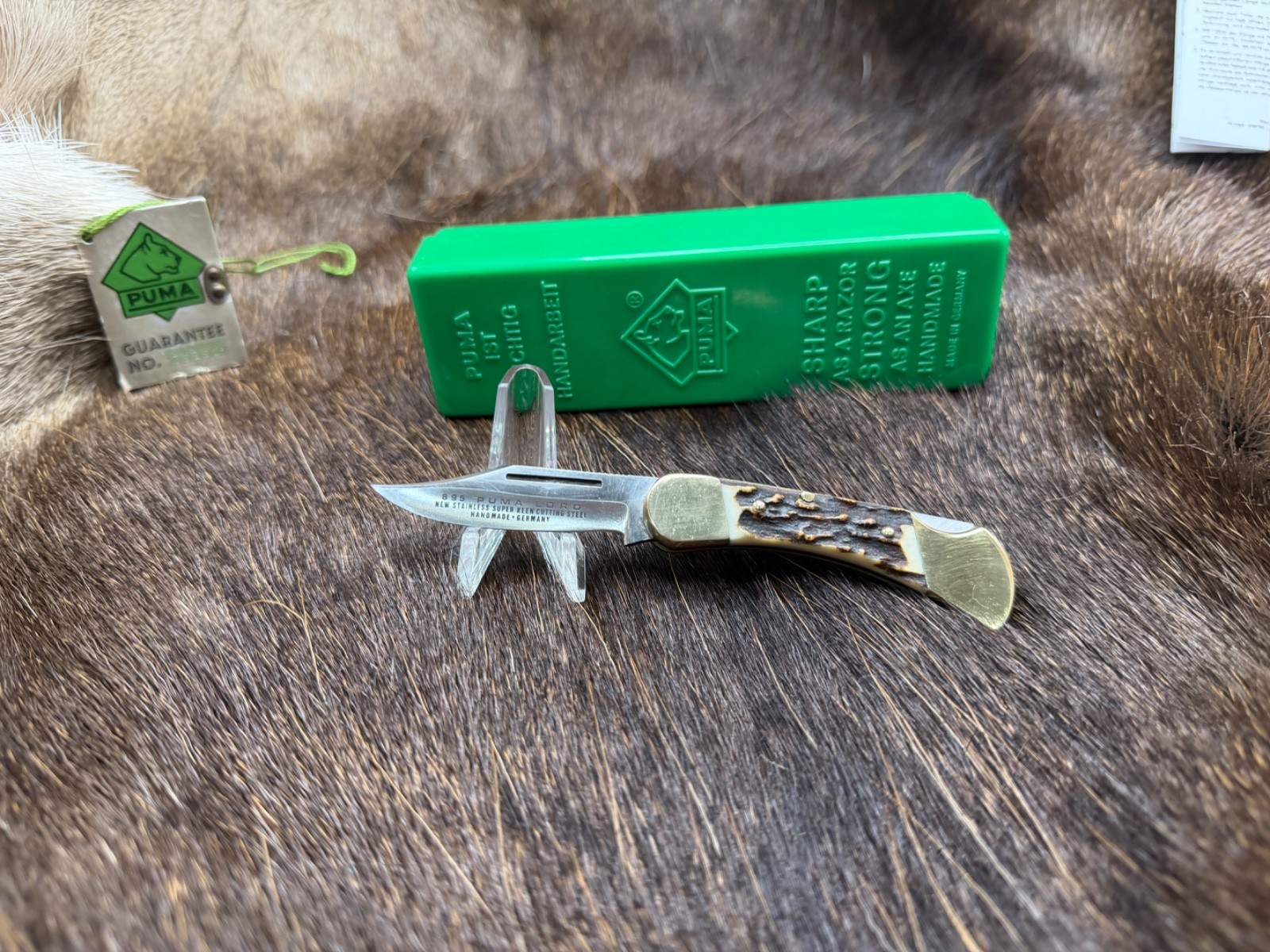 1983 Puma 895 Lord Knife With Stag Handles Mint Puma Green/Green Box Mint -\