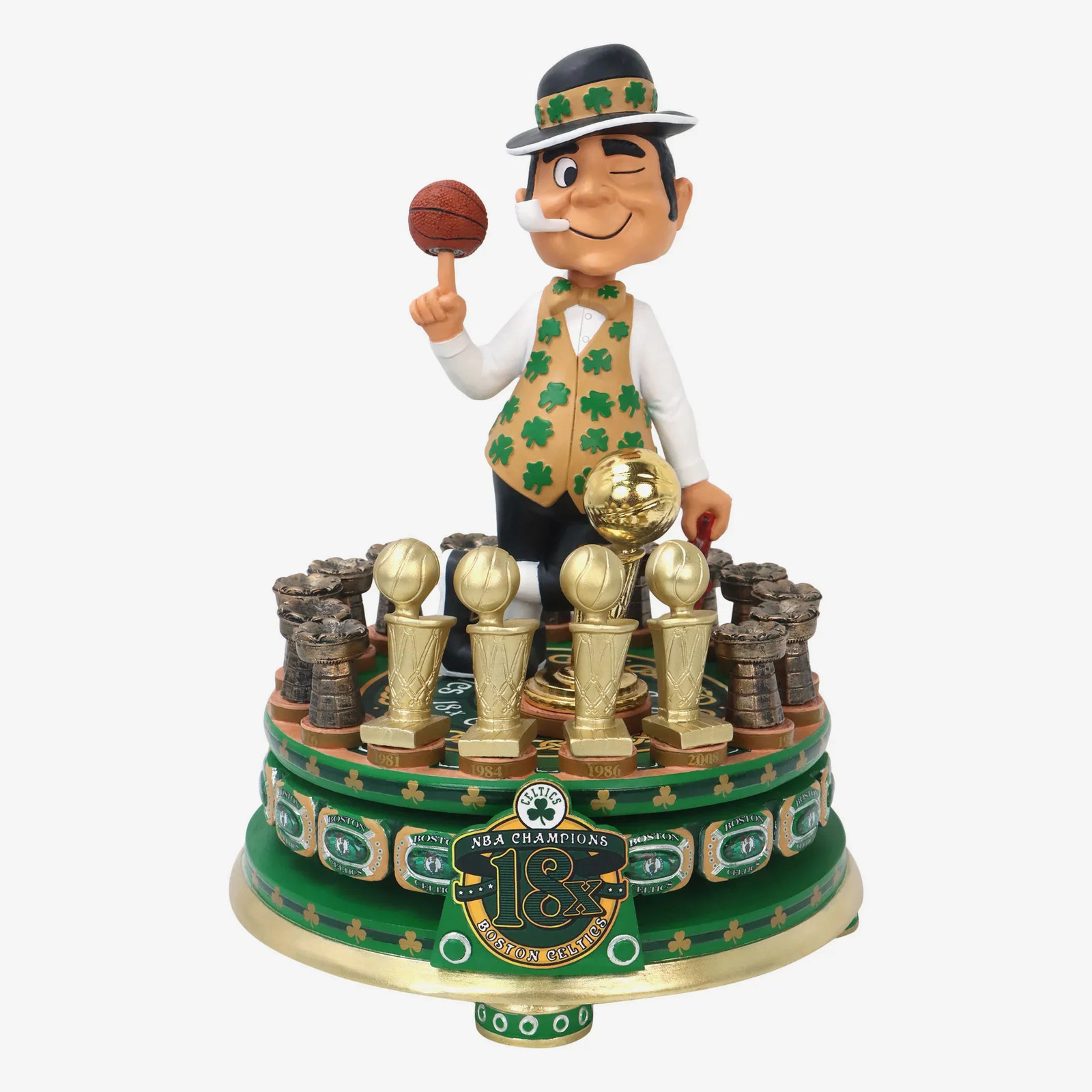Lucky The Leprechaun Boston Celtics 18x NBA Champions Ring Spinner Bobblehead Lucky The Leprechaun Boston Celtics 18x NBA Champions Ring Spinner Bobblehead