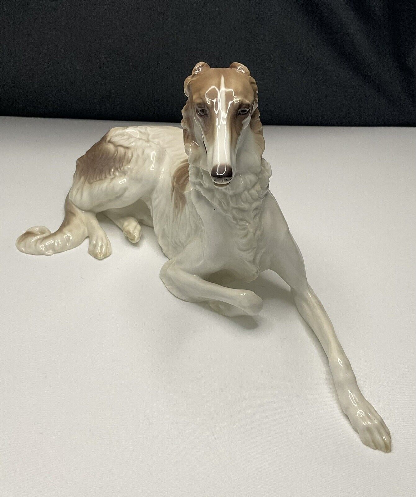 Nymphenburg Porcelain Borzoi Wolfhound Dog Figurine Figure by THEODOR KÄRNER