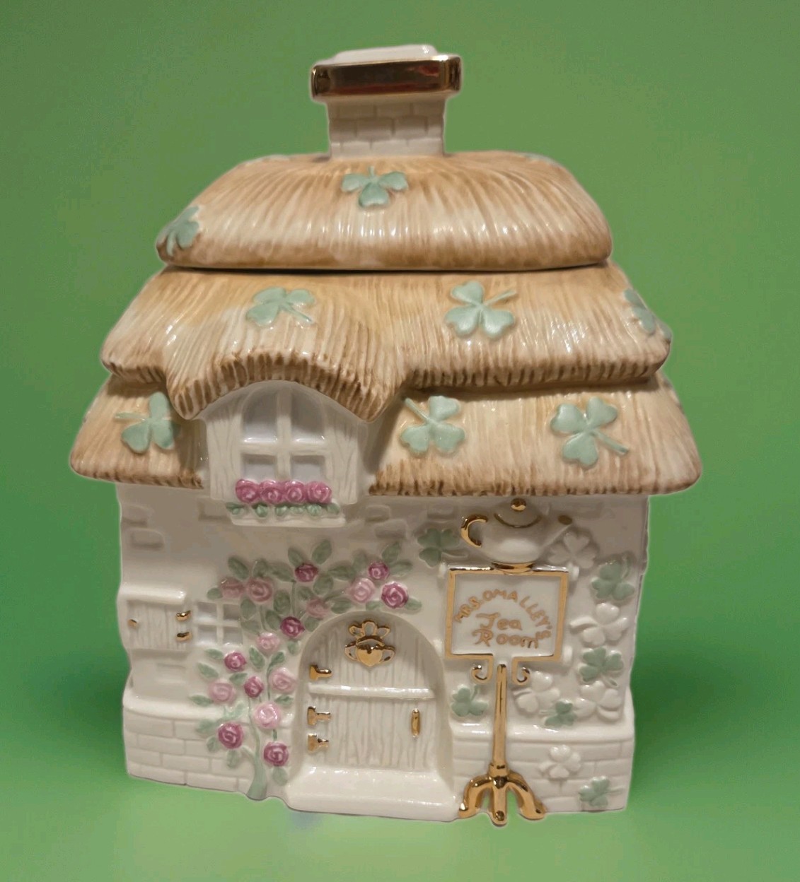 Lenox Irish Blessings Mrs OMalleys Tea Room Canister 2005 Final Issue 24kt Gold