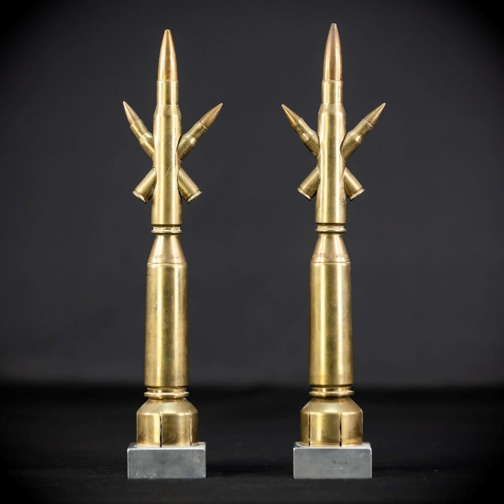 Pair of Bullet Crosses from 2st World War | Mid 1900s Trench Art | 11.8''