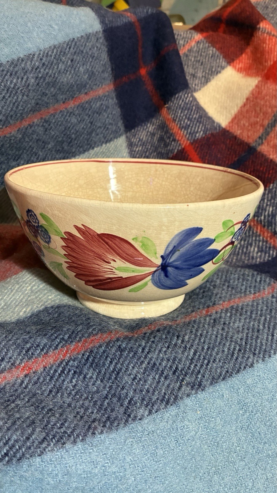 Antique Baker & Co Ltd England Spongeware Floral Earthenware Bowl