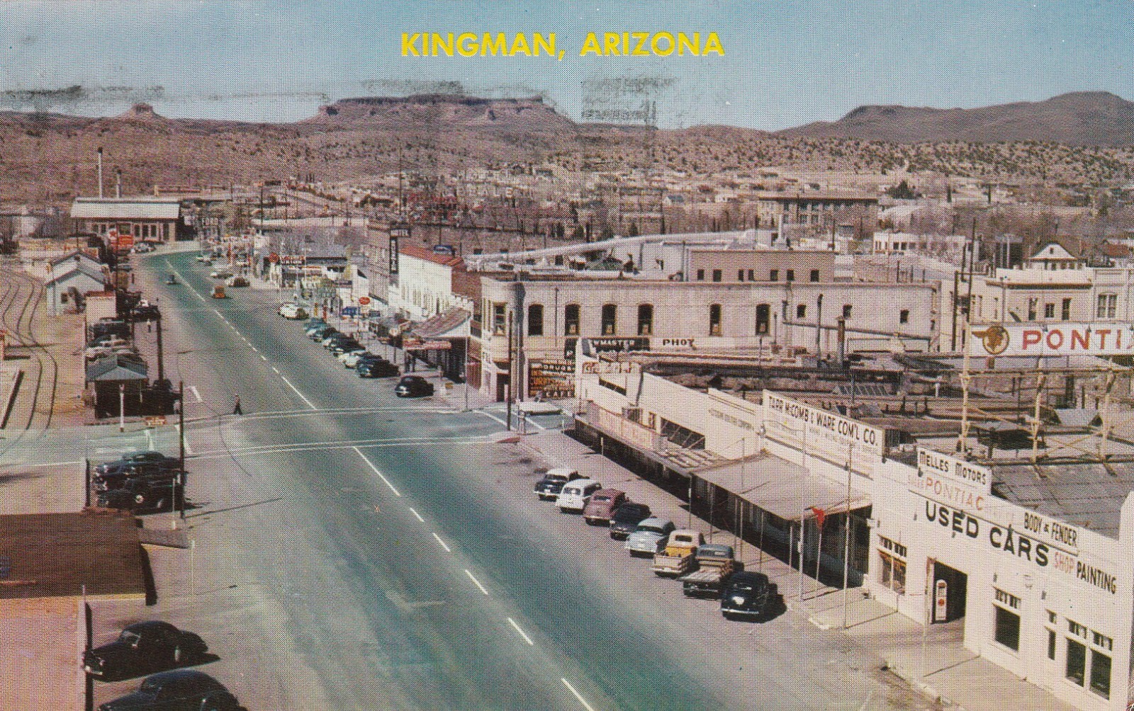 1958 Postcard Kingman, AZ Arizona Friendly City on US Highway 66 and 466
