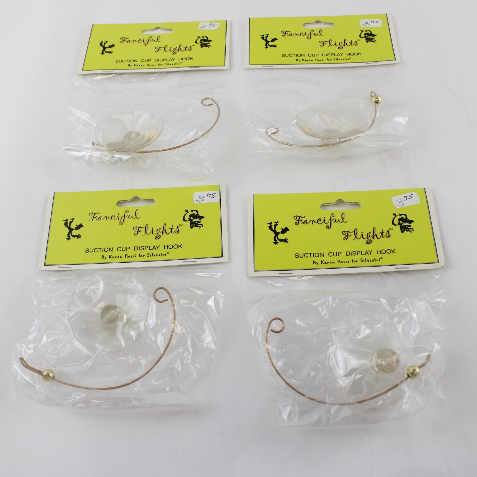 Silvestri Fanciful Flights Suction Cup Display Hook Lot of 4, 6.5 x 2.5 x 5 in