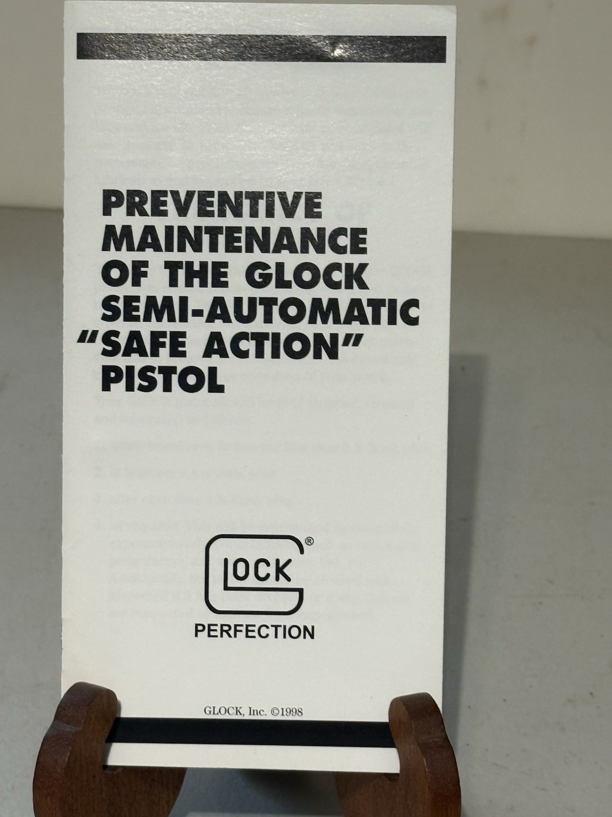 1998 GLOCK Preventive Maintenance Semi-Automatic Safe Action Pistol Pamphlet