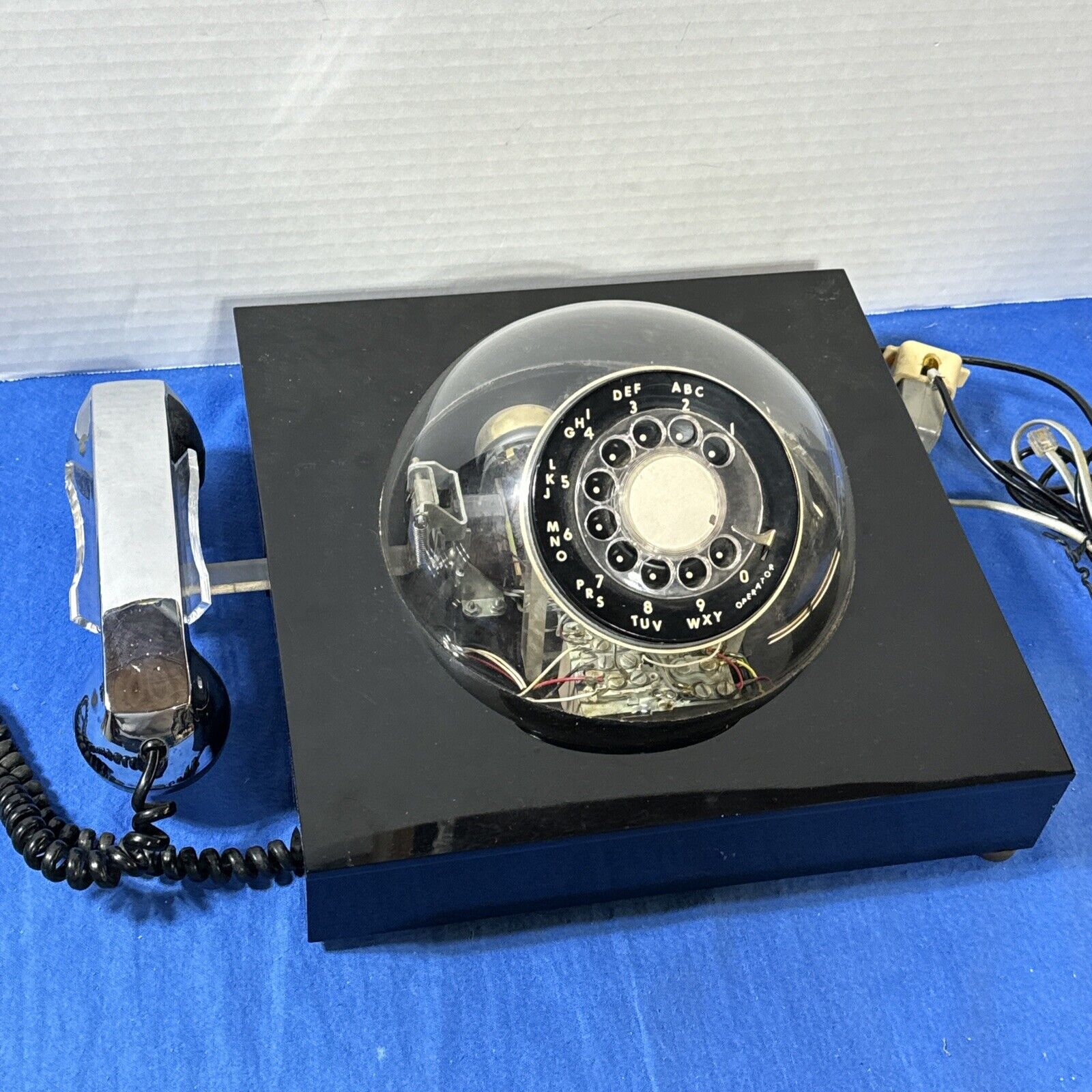 Rare Vintage Space Age Acrylic & Chrome \'Teledome\' Rotary Telephone
