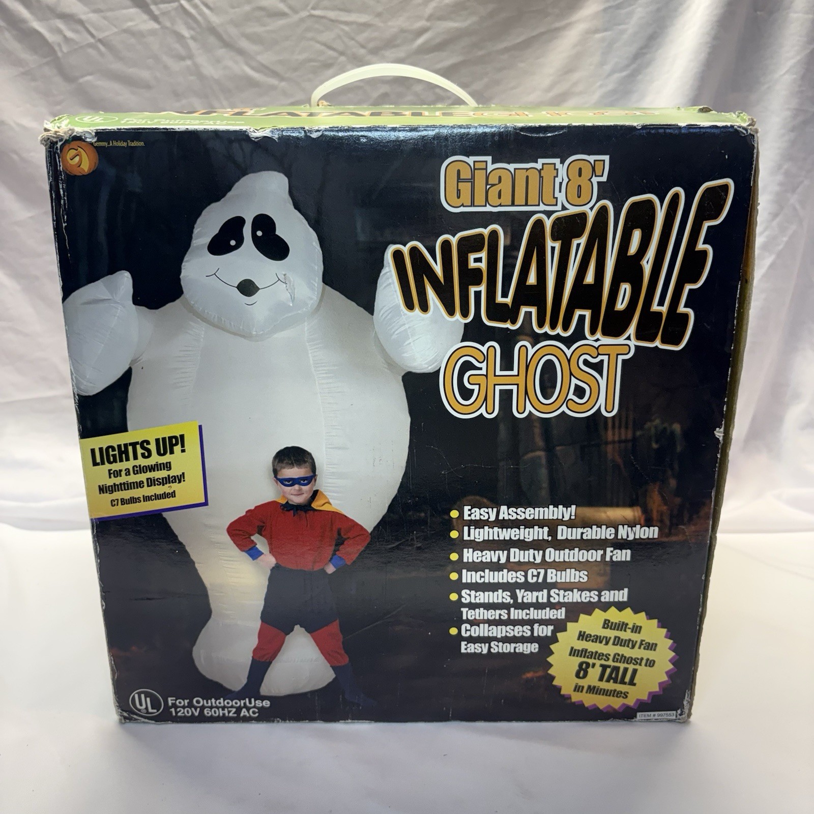 Vintage 2001 Gemmy Giant 8-Foot Airblown Inflatable Ghost Same Day Shipping