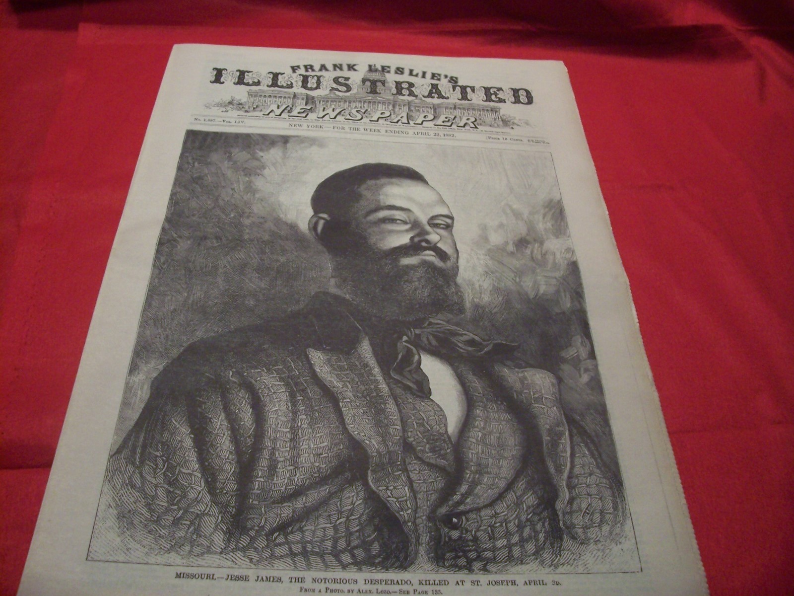 Frank Leslie's Illustrated Newspaper JESSEE JAMES KILLED AT ST.JOSEPH MISSOURI